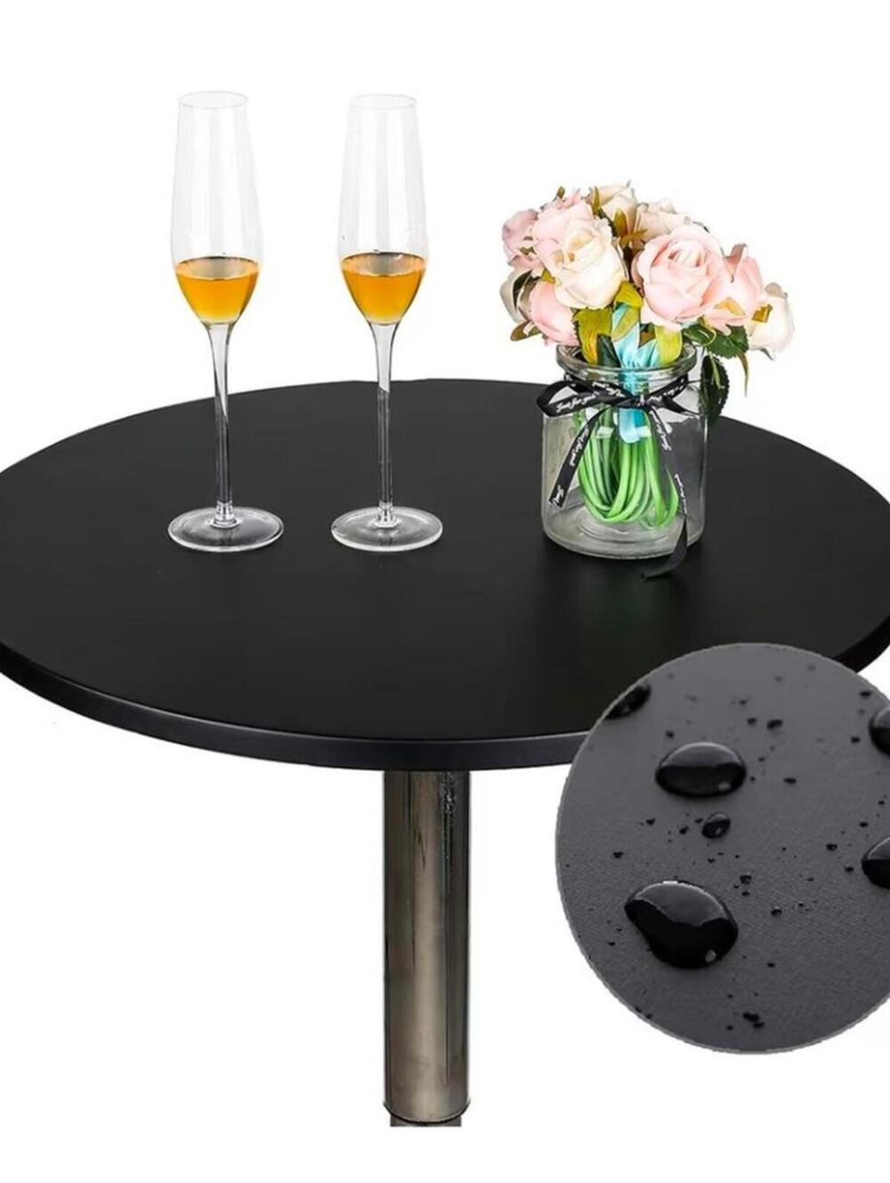 24" Black Fitted Round Table Cover